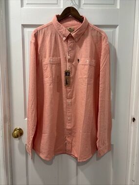 Buffalo Jackson Men’s Harbor Chambray Button Down Shirt Size XXL Peach New W Tag